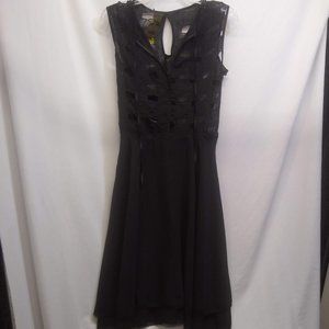 black layered retro swing sheer dress